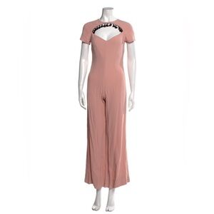 STAUD Blush Pink Short Sleeve Cut Out Tassels Wide Leg Jumpsuit Size XS